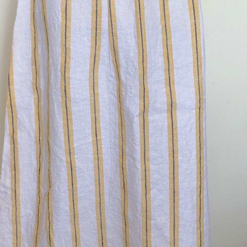 Cynthia Rowley Womens Skirt 100% Linen Striped Yellow Pockets Tied Midi Medium - Picture 6 of 12